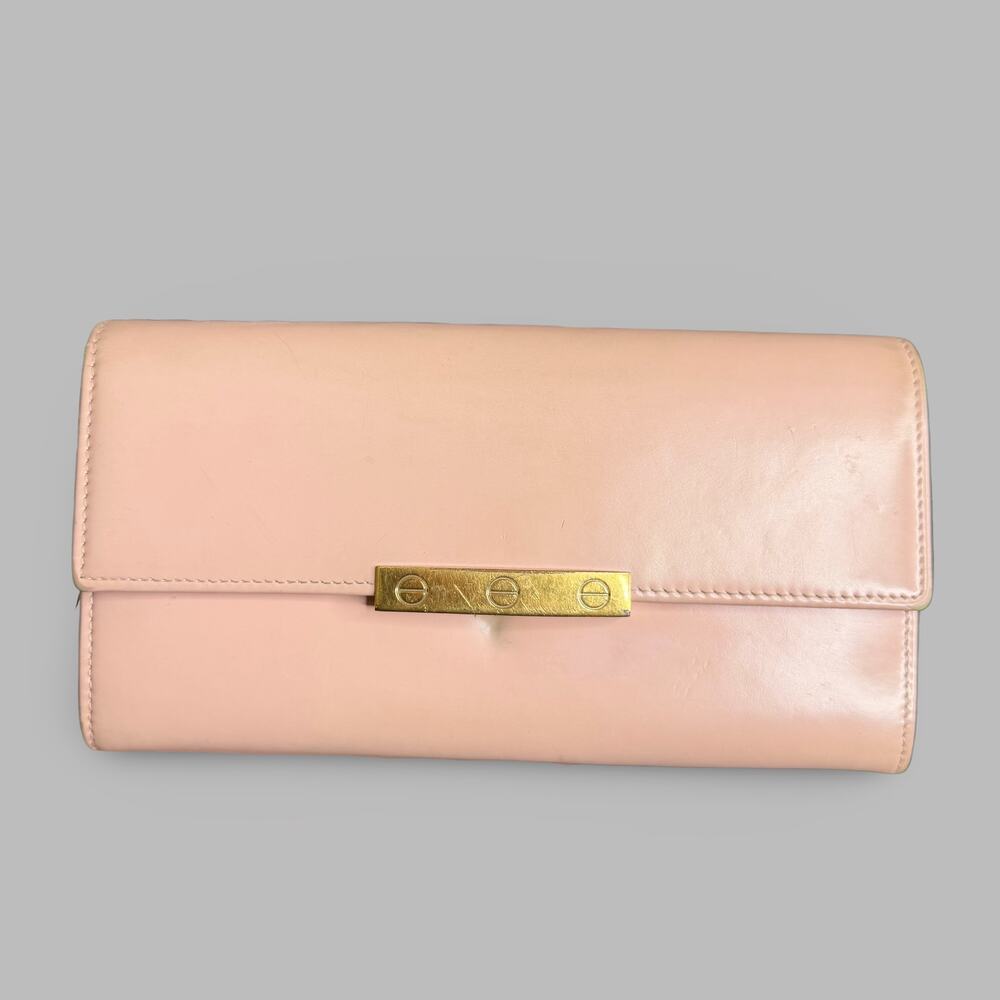 Cartier Love Collection Leather Continental Flap Long Wallet Pink
